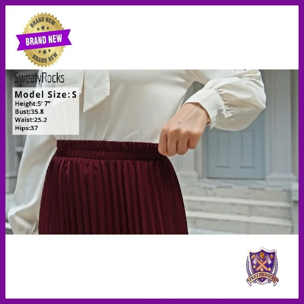 Longline Pleated Skirt Polyester Elastane Work Casual Wear